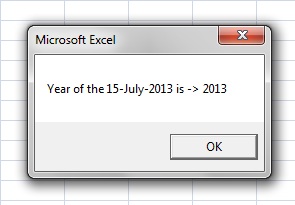 The Year function takes Date as a parameter and returns a number represents the year.