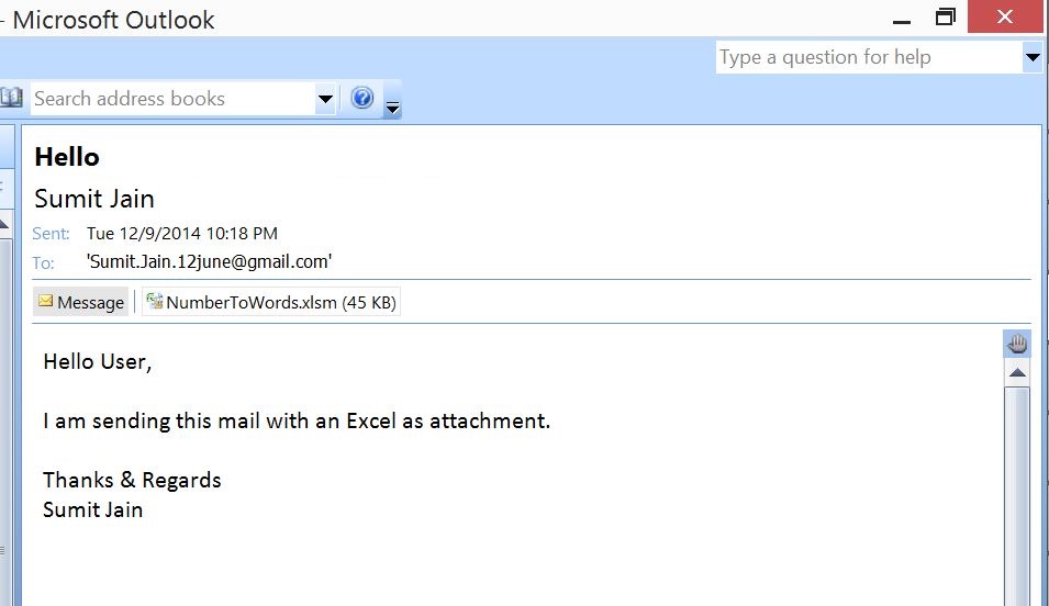 Received mail - Mail with Attachment Workbook